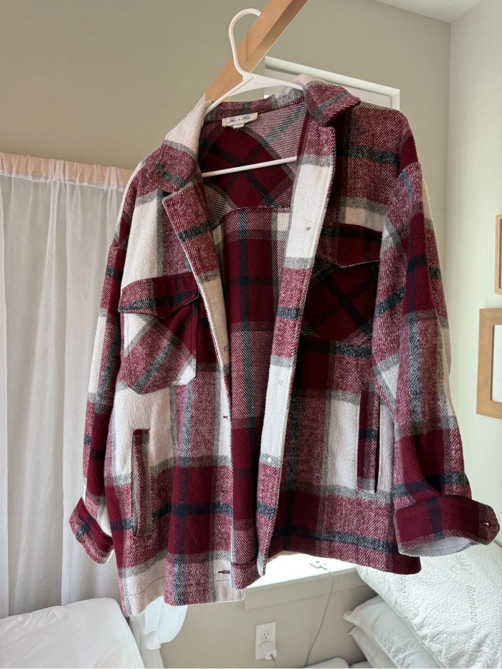Women’s Red Plaid Shacket Jacket